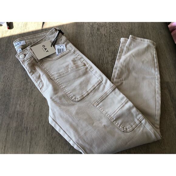 OAT Light Tan High Rise Utility Style Skinny Jean -26 - Picture 6 of 8